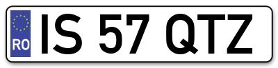 Placuta inmatriculare numar auto  IS-57-QTZ, IS 57 QTZ, IS57QTZ
