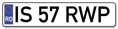 Placuta inmatriculare numar auto  IS-57-RWP, IS 57 RWP, IS57RWP