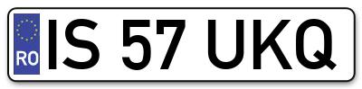 Placuta inmatriculare numar auto  IS-57-UKQ, IS 57 UKQ, IS57UKQ