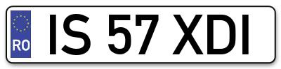 Placuta inmatriculare numar auto  IS-57-XDI, IS 57 XDI, IS57XDI