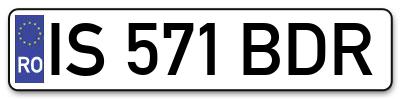 Placuta inmatriculare numar auto  IS-571-BDR, IS 571 BDR, IS571BDR