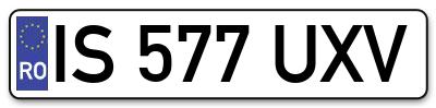 Placuta inmatriculare numar auto  IS-577-UXV, IS 577 UXV, IS577UXV