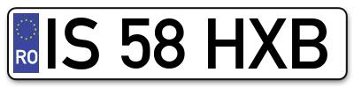 Placuta inmatriculare numar auto  IS-58-HXB, IS 58 HXB, IS58HXB