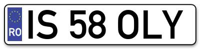 Placuta inmatriculare numar auto  IS-58-OLY, IS 58 OLY, IS58OLY