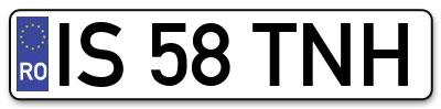 Placuta inmatriculare numar auto  IS-58-TNH, IS 58 TNH, IS58TNH