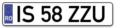 Placuta inmatriculare numar auto  IS-58-ZZU, IS 58 ZZU, IS58ZZU