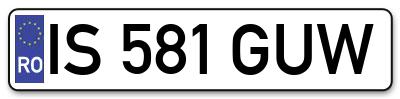 Placuta inmatriculare numar auto  IS-581-GUW, IS 581 GUW, IS581GUW
