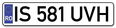 Placuta inmatriculare numar auto  IS-581-UVH, IS 581 UVH, IS581UVH