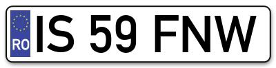 Placuta inmatriculare numar auto  IS-59-FNW, IS 59 FNW, IS59FNW