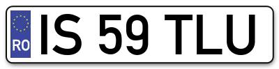 Placuta inmatriculare numar auto  IS-59-TLU, IS 59 TLU, IS59TLU