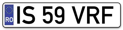 Placuta inmatriculare numar auto  IS-59-VRF, IS 59 VRF, IS59VRF