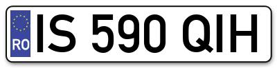 Placuta inmatriculare numar auto  IS-590-QIH, IS 590 QIH, IS590QIH