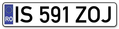 Placuta inmatriculare numar auto  IS-591-ZOJ, IS 591 ZOJ, IS591ZOJ