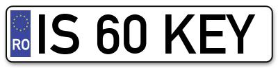 Placuta inmatriculare numar auto  IS-60-KEY, IS 60 KEY, IS60KEY
