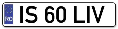 Placuta inmatriculare numar auto  IS-60-LIV, IS 60 LIV, IS60LIV