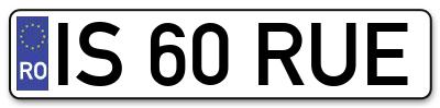 Placuta inmatriculare numar auto  IS-60-RUE, IS 60 RUE, IS60RUE