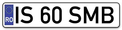 Placuta inmatriculare numar auto  IS-60-SMB, IS 60 SMB, IS60SMB