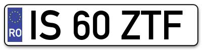 Placuta inmatriculare numar auto  IS-60-ZTF, IS 60 ZTF, IS60ZTF