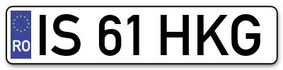Placuta inmatriculare numar auto  IS-61-HKG, IS 61 HKG, IS61HKG