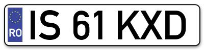 Placuta inmatriculare numar auto  IS-61-KXD, IS 61 KXD, IS61KXD