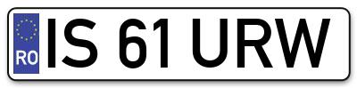 Placuta inmatriculare numar auto  IS-61-URW, IS 61 URW, IS61URW