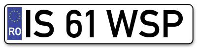 Placuta inmatriculare numar auto  IS-61-WSP, IS 61 WSP, IS61WSP