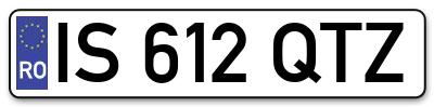 Placuta inmatriculare numar auto  IS-612-QTZ, IS 612 QTZ, IS612QTZ