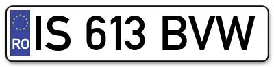 Placuta inmatriculare numar auto  IS-613-BVW, IS 613 BVW, IS613BVW