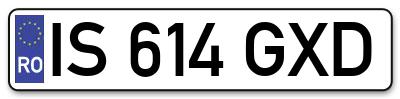 Placuta inmatriculare numar auto  IS-614-GXD, IS 614 GXD, IS614GXD