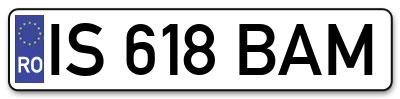 Placuta inmatriculare numar auto  IS-618-BAM, IS 618 BAM, IS618BAM