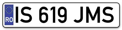 Placuta inmatriculare numar auto  IS-619-JMS, IS 619 JMS, IS619JMS