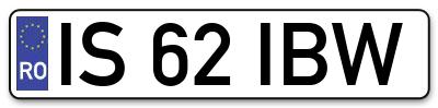 Placuta inmatriculare numar auto  IS-62-IBW, IS 62 IBW, IS62IBW