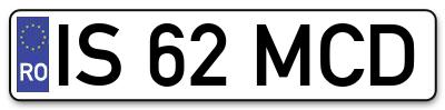 Placuta inmatriculare numar auto  IS-62-MCD, IS 62 MCD, IS62MCD