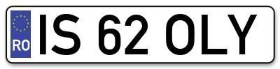 Placuta inmatriculare numar auto  IS-62-OLY, IS 62 OLY, IS62OLY