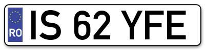Placuta inmatriculare numar auto  IS-62-YFE, IS 62 YFE, IS62YFE