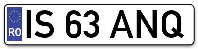 Placuta inmatriculare numar auto  IS-63-ANQ, IS 63 ANQ, IS63ANQ