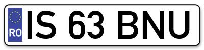 Placuta inmatriculare numar auto  IS-63-BNU, IS 63 BNU, IS63BNU