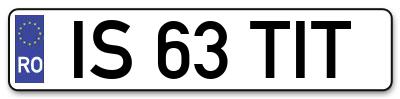 Placuta inmatriculare numar auto  IS-63-TIT, IS 63 TIT, IS63TIT