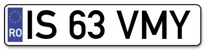 Placuta inmatriculare numar auto  IS-63-VMY, IS 63 VMY, IS63VMY