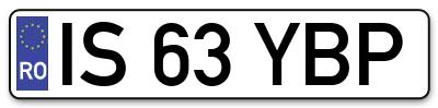 Placuta inmatriculare numar auto  IS-63-YBP, IS 63 YBP, IS63YBP