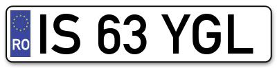 Placuta inmatriculare numar auto  IS-63-YGL, IS 63 YGL, IS63YGL