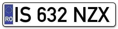 Placuta inmatriculare numar auto  IS-632-NZX, IS 632 NZX, IS632NZX