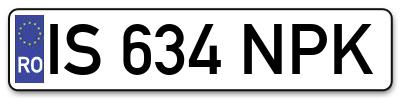 Placuta inmatriculare numar auto  IS-634-NPK, IS 634 NPK, IS634NPK