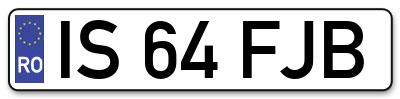 Placuta inmatriculare numar auto  IS-64-FJB, IS 64 FJB, IS64FJB