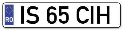 Placuta inmatriculare numar auto  IS-65-CIH, IS 65 CIH, IS65CIH