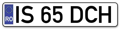 Placuta inmatriculare numar auto  IS-65-DCH, IS 65 DCH, IS65DCH