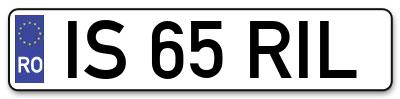 Placuta inmatriculare numar auto  IS-65-RIL, IS 65 RIL, IS65RIL