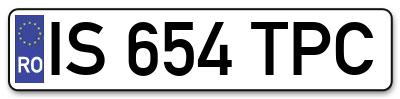 Placuta inmatriculare numar auto  IS-654-TPC, IS 654 TPC, IS654TPC