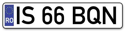 Placuta inmatriculare numar auto  IS-66-BQN, IS 66 BQN, IS66BQN