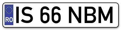 Placuta inmatriculare numar auto  IS-66-NBM, IS 66 NBM, IS66NBM